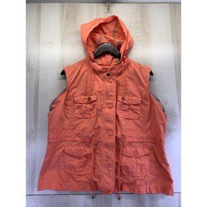 Caribbean Joe Womens Cotton/Nylon Orange Hooded Vest Size XL-6577